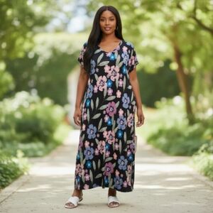 NWOT Beyond This Plane | Multicolor floral print maxi dress with pockets